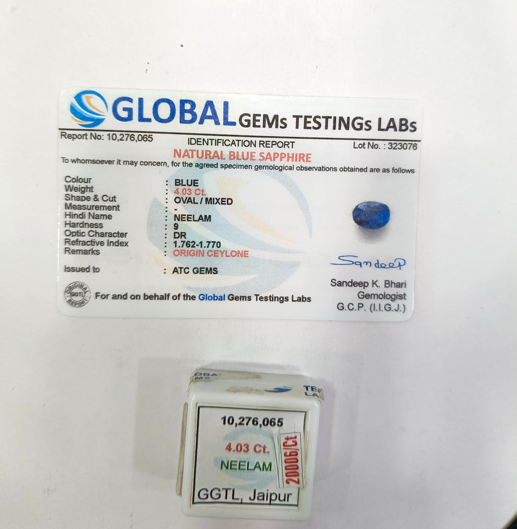 Shri Lanka Neelam 4.03 Carat