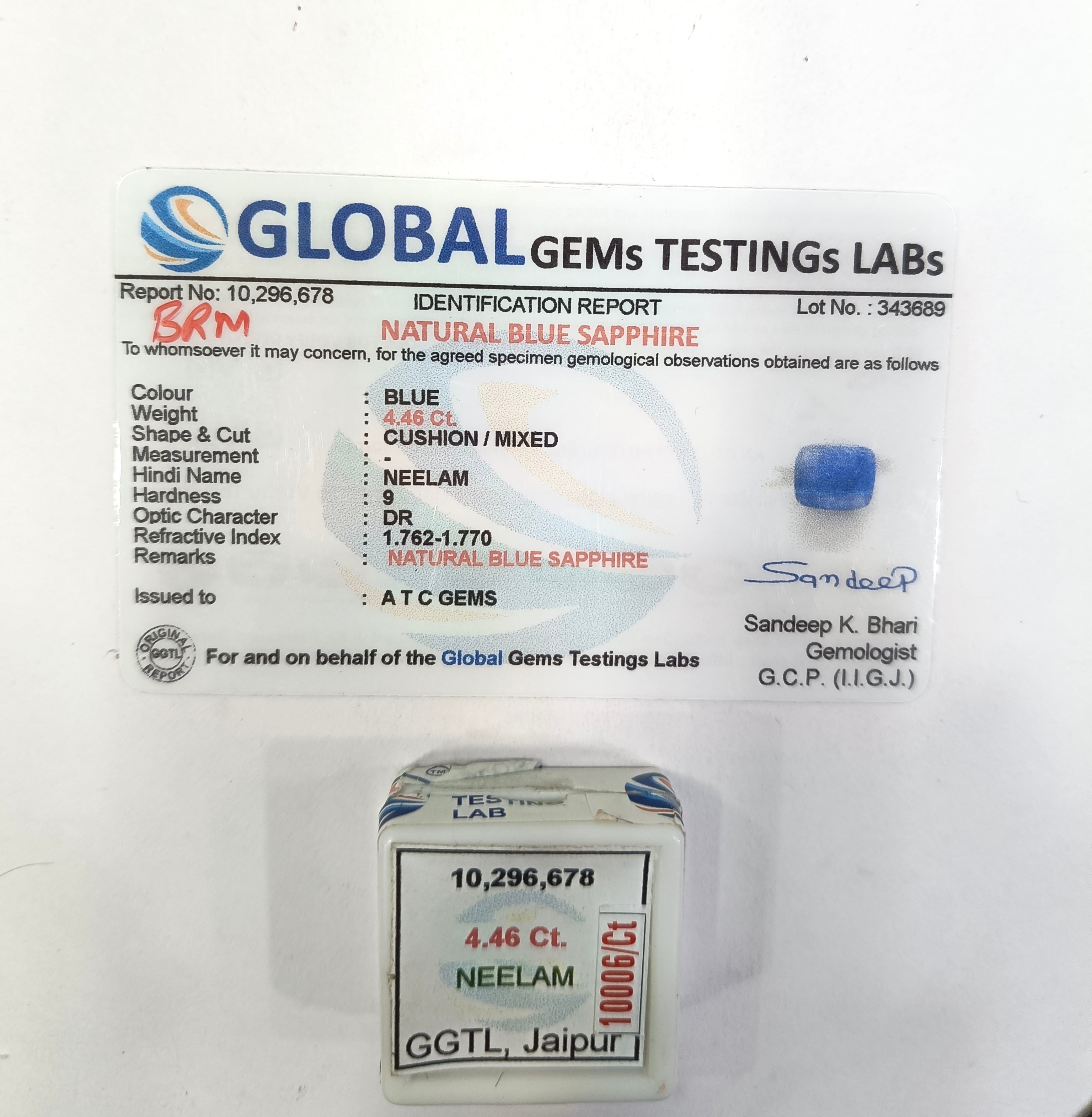 Burma Neelam 4.46 Carat