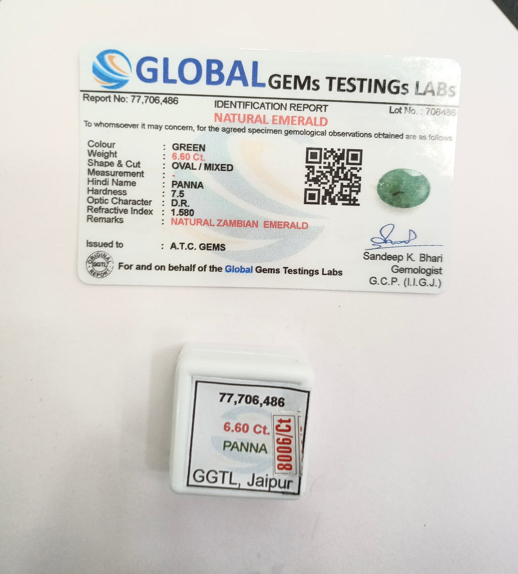 Zambia Panna 6.60 Carat