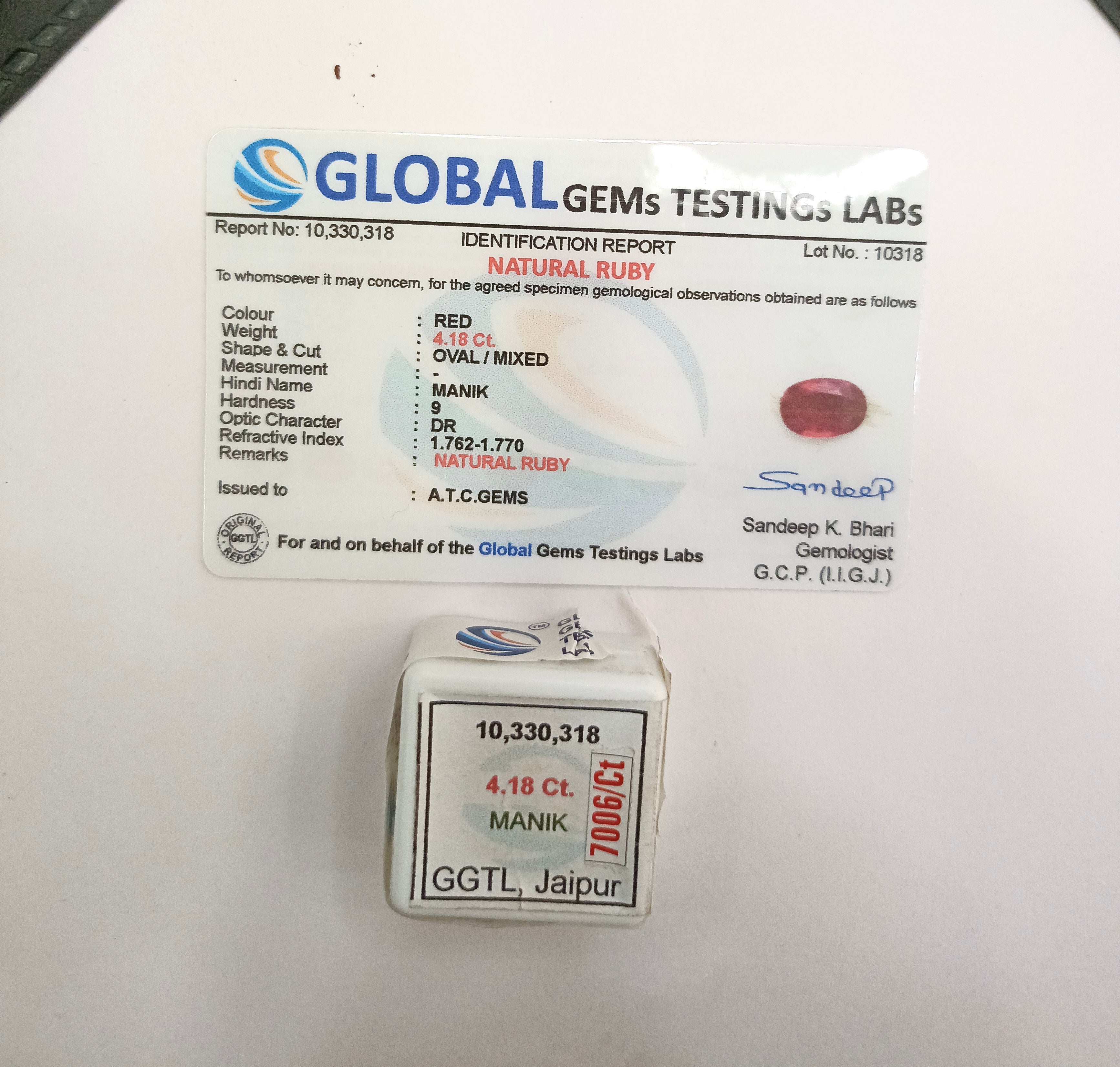 Bangkok Ruby 4.18 Carat