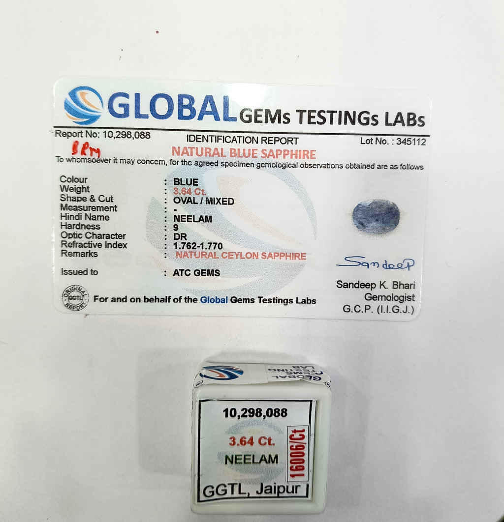 Shri Lanka Neelam 3.64 Carat