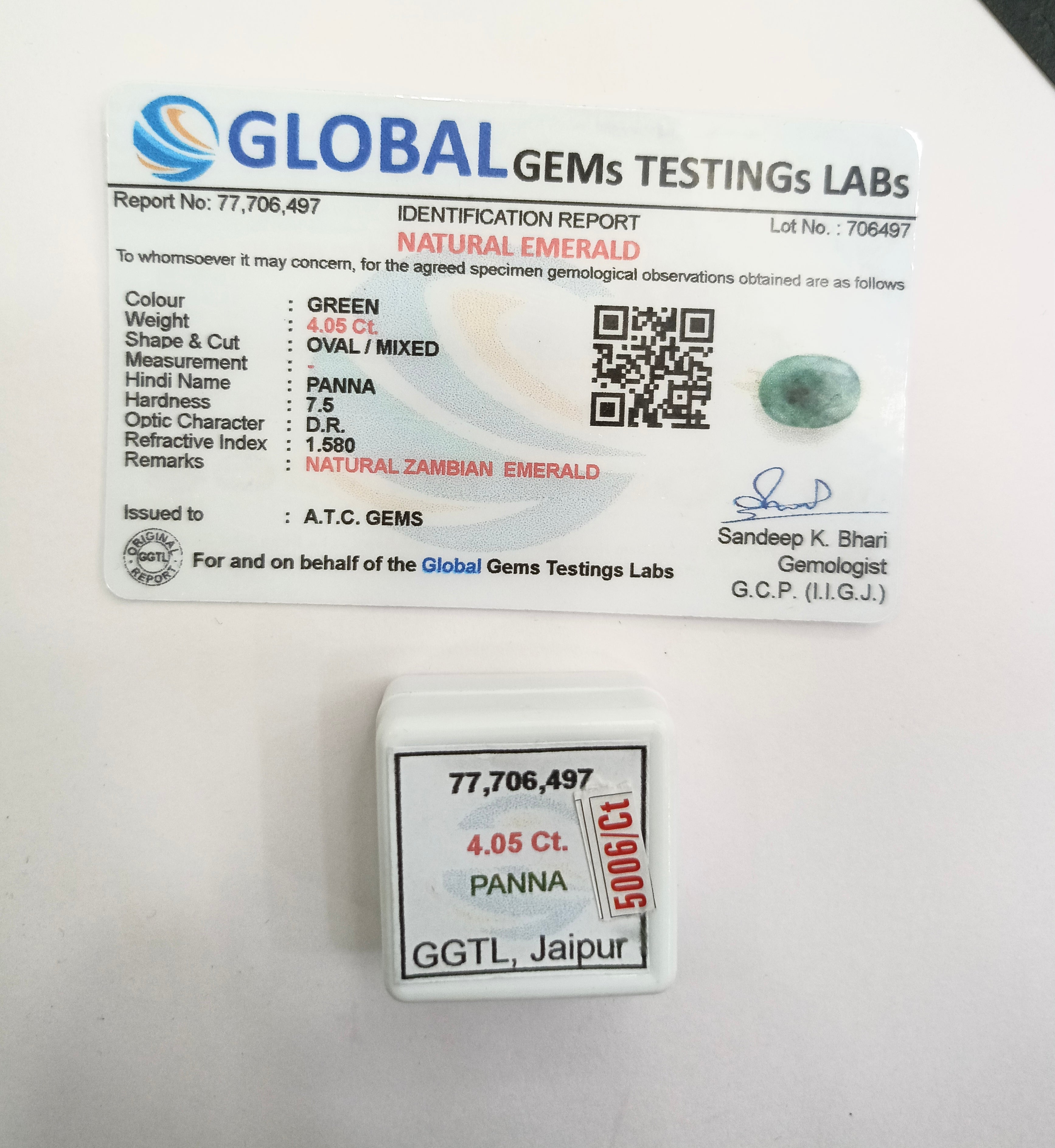 Zambia Panna 4.05 Carat