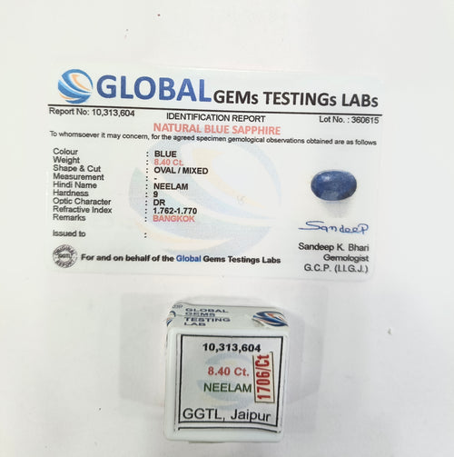 Bangkok Neelam 8.40 Carat