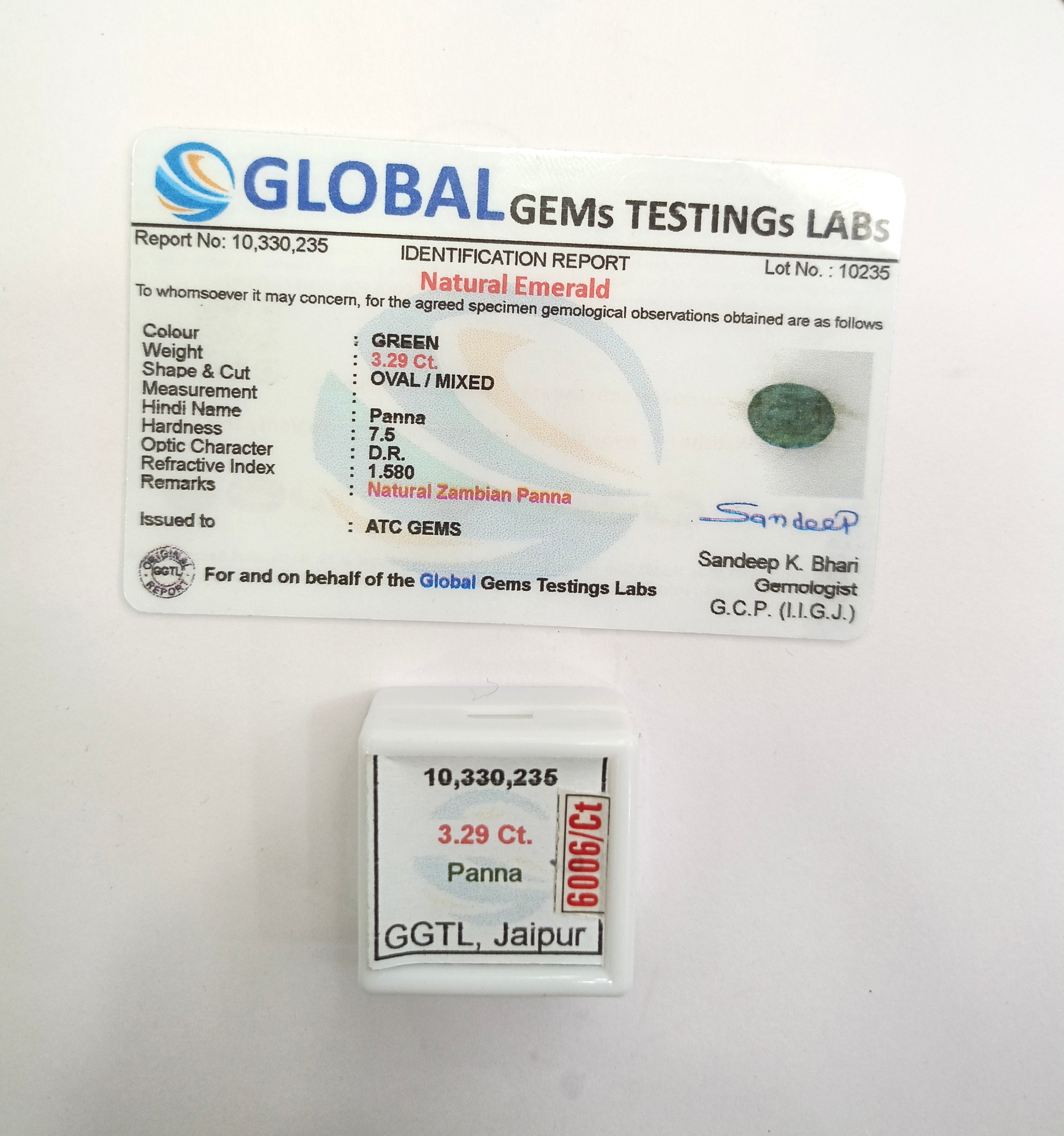Zambia Panna 3.29 Carat
