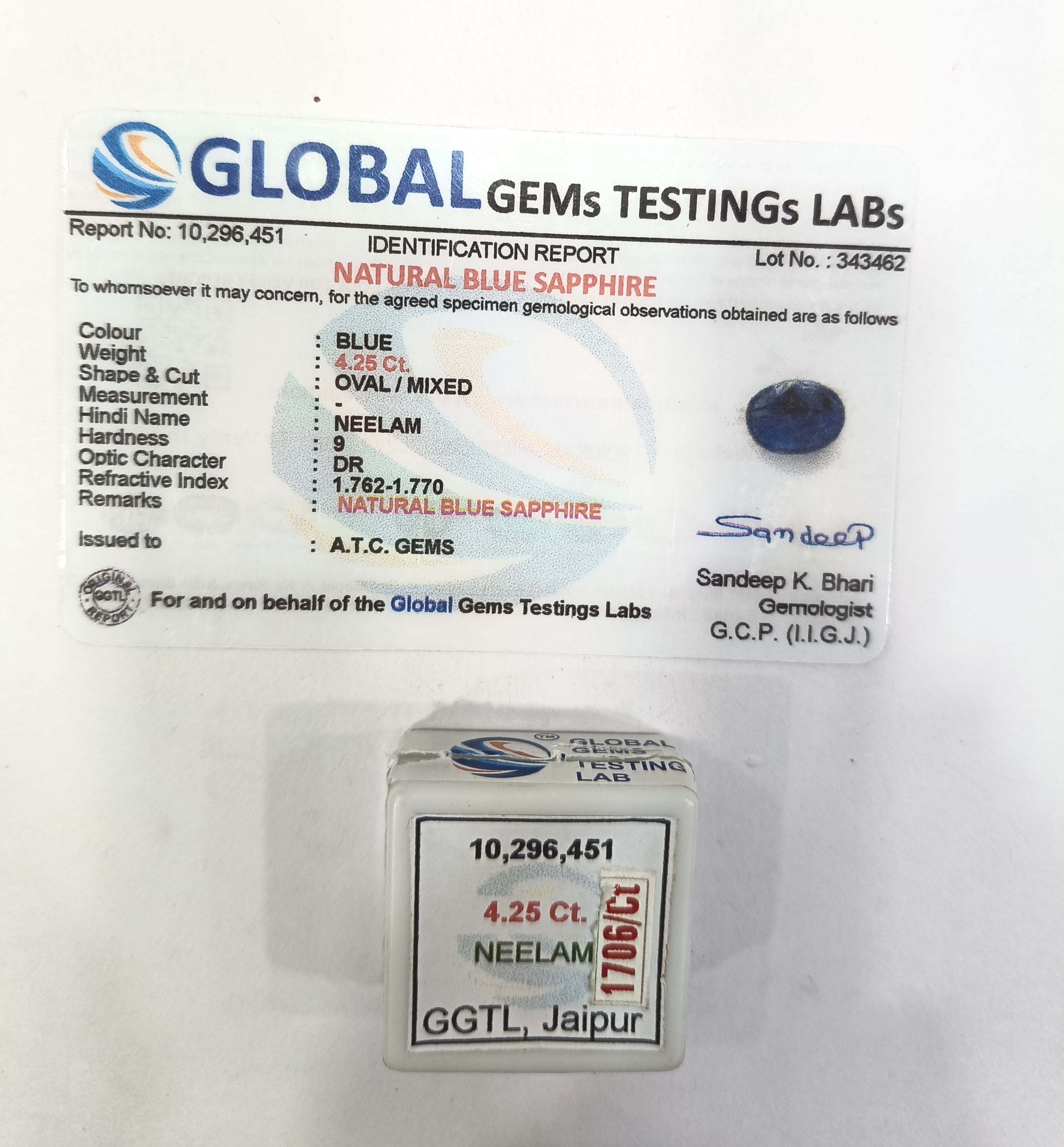 Bangkok Neelam 4.25 Carat